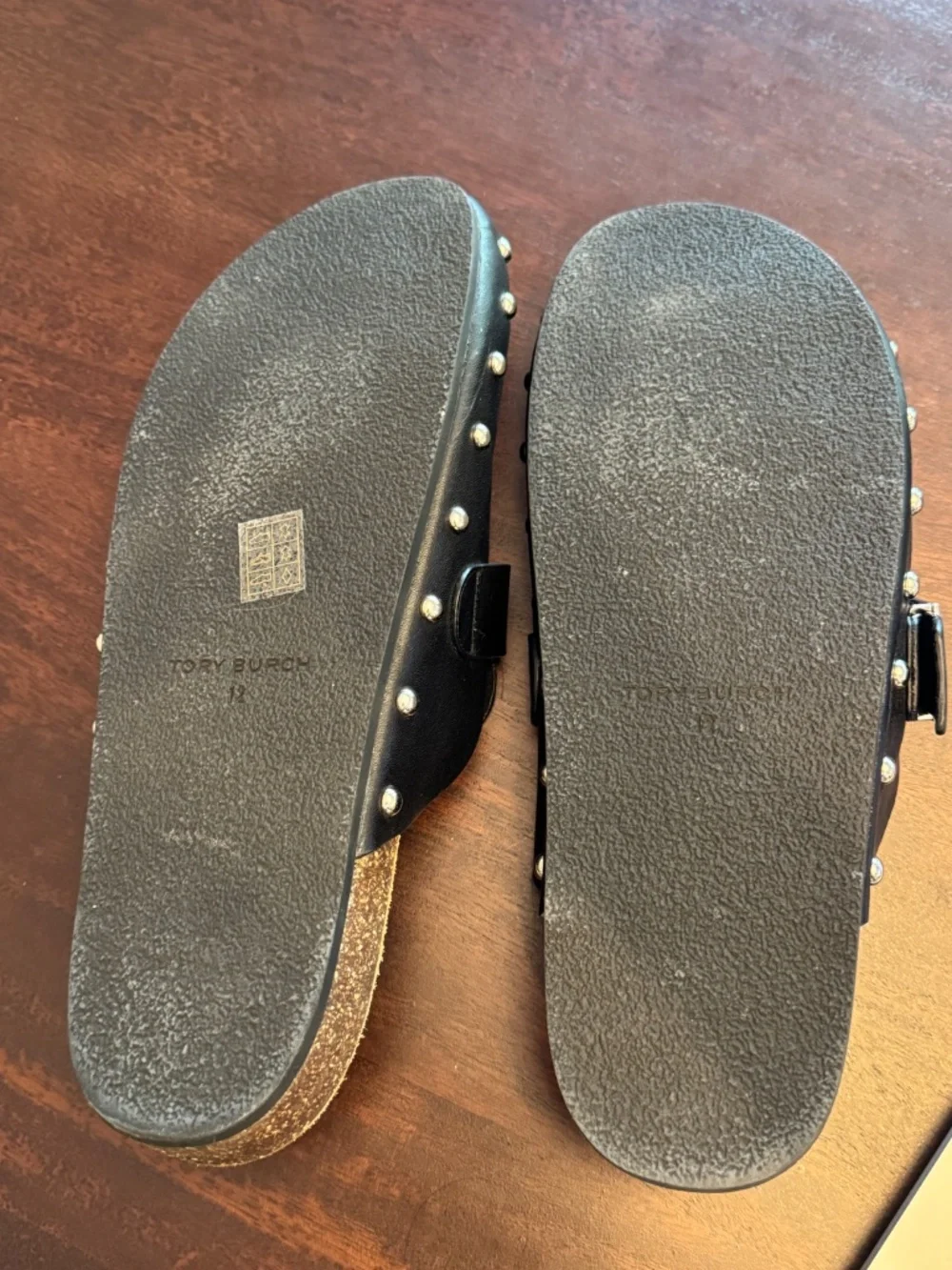 Tory Burch Mellow Studded Mule Leather Black Women's 12